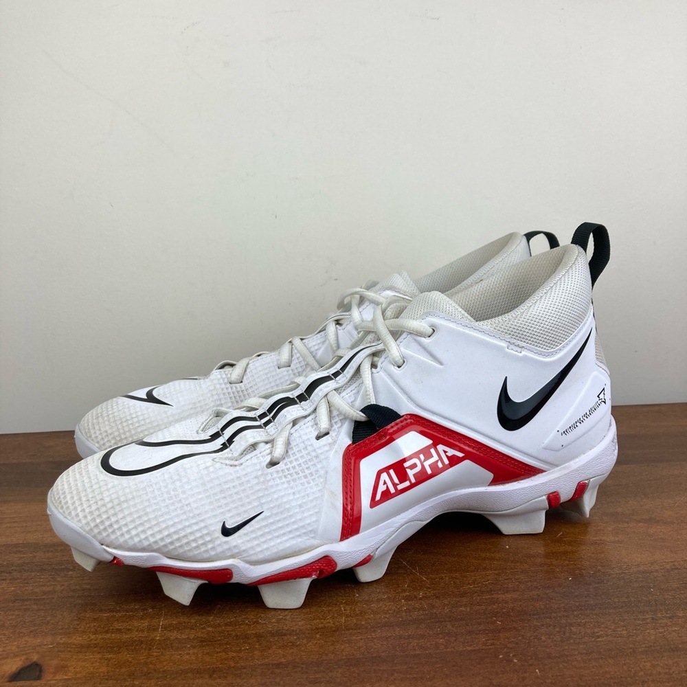 Nike Alpha Menace 3 Shark Football Cleats White Black Red CV0582-103 Men’s 11.